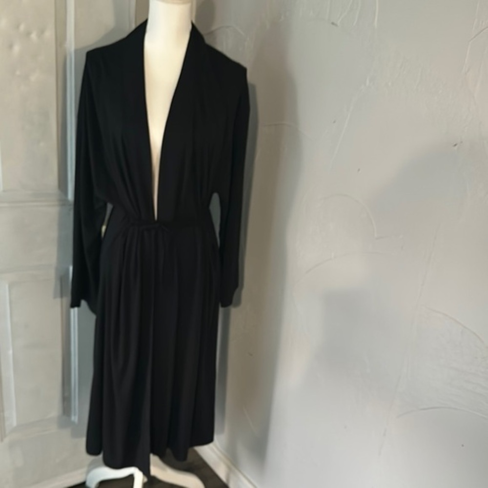 Black Long Sleeve Plunge Pleated Chemise